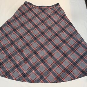 Biltmore Plaid A-Line Midi Skirt Fully Lined size 10 Gray & Pink